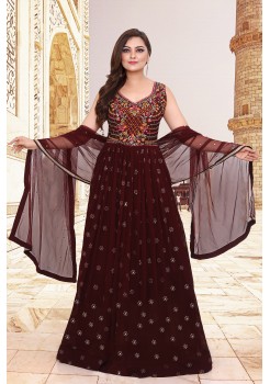 Maroon Designer Gown